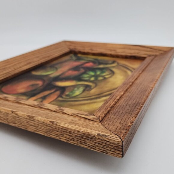 Pastel Still life Artwork Fruits by B. Myers Rustic Oak Wooden Frame Bright Colo - Picture 10 of 14